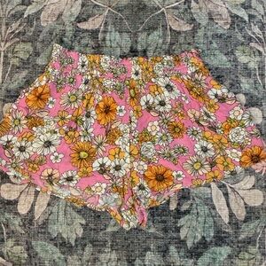 Forever 21 Pink Floral High Waist Shorts